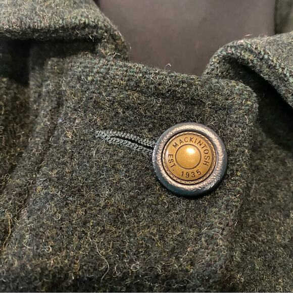VTG Mackintosh Hunter Green 100% wool pea coat Jacket Button-Up double zip Sz 8 - Picture 9 of 14